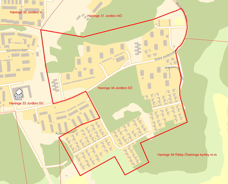 Karta över Haninge 34 Jordbro SÖ