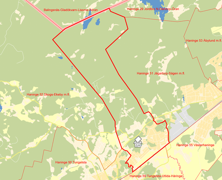 Karta över Haninge 49 Hammarängen-Hammarskogen