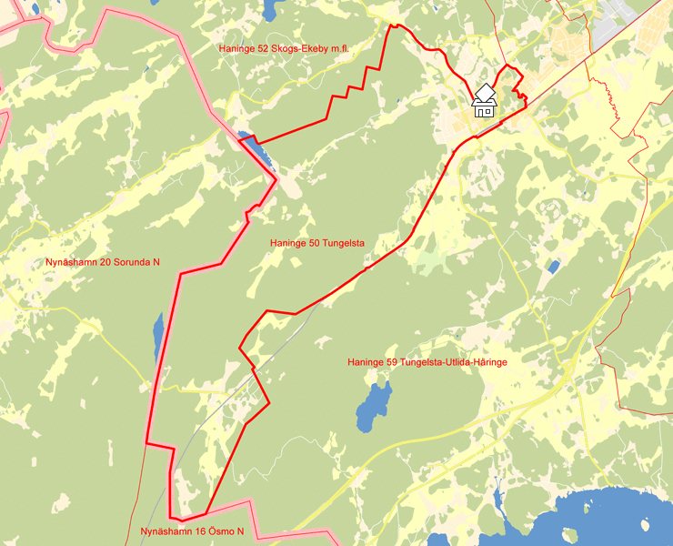 Karta över Haninge 50 Tungelsta