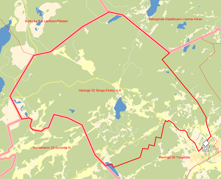 Karta över Haninge 52 Skogs-Ekeby m.fl.