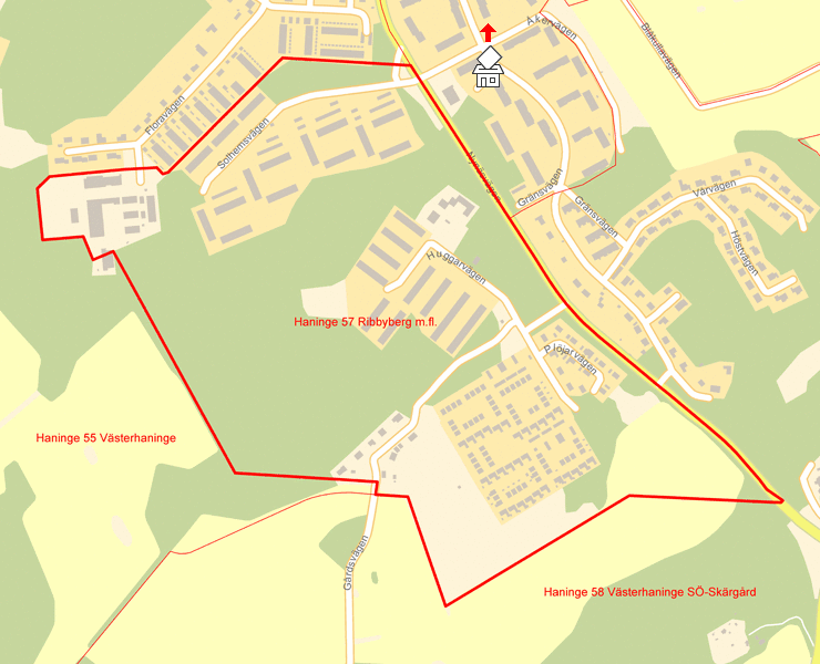 Karta över Haninge 57 Ribbyberg m.fl.