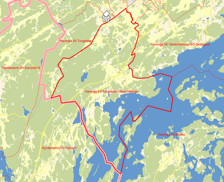 Karta över Haninge 59 Tungelsta-Utlida-Häringe