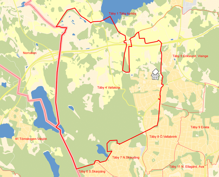 Karta över Täby 4 Vallatorp