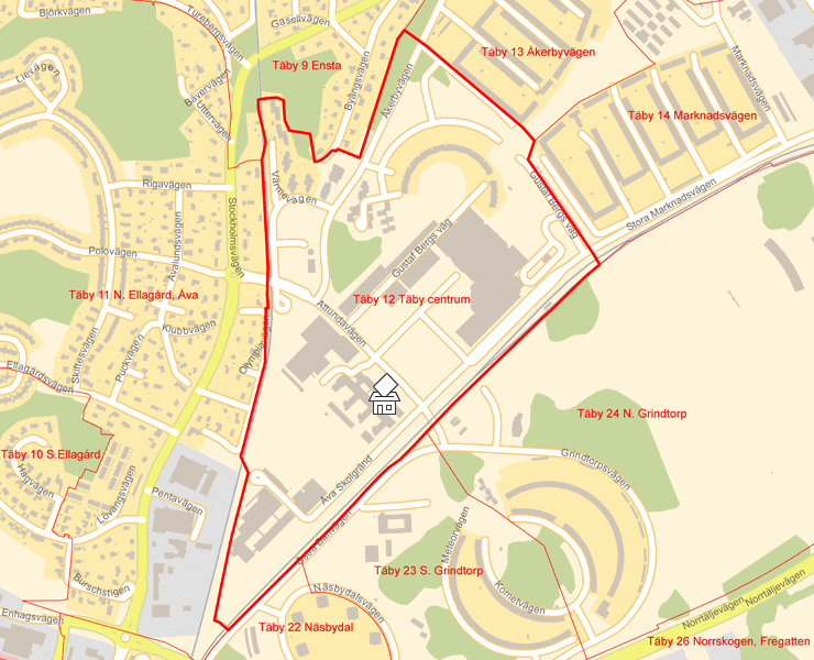 Karta över Täby 12 Täby centrum