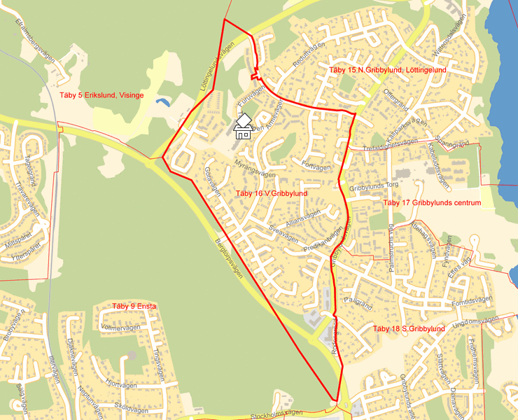 Karta över Täby 16 V.Gribbylund