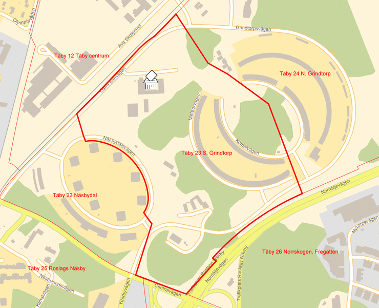 Karta över Täby 23 S. Grindtorp