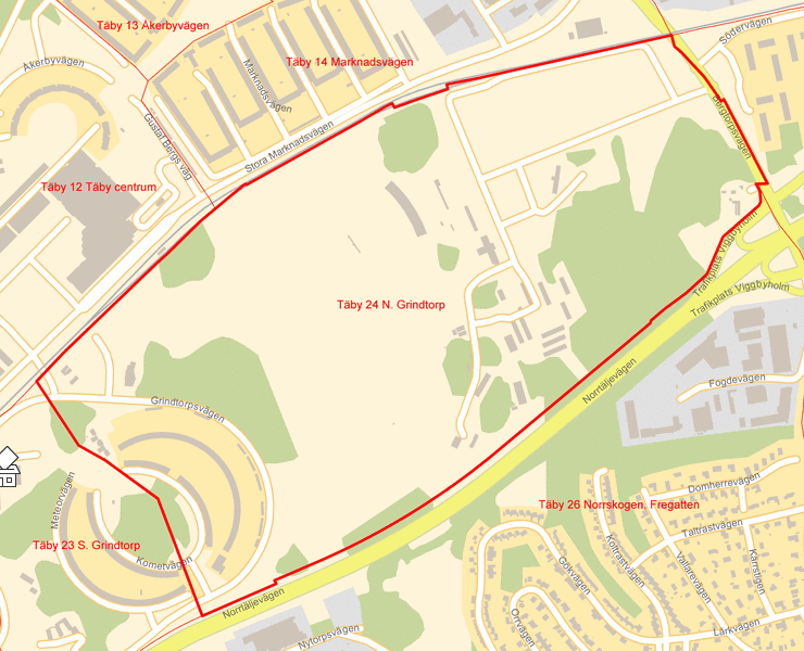 Karta över Täby 24 N. Grindtorp