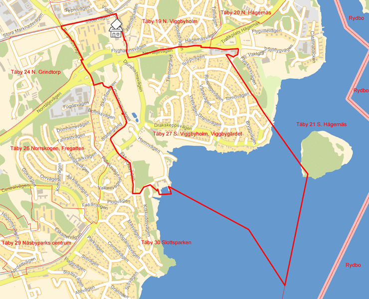 Karta över Täby 27 S. Viggbyholm, Viggbygärdet