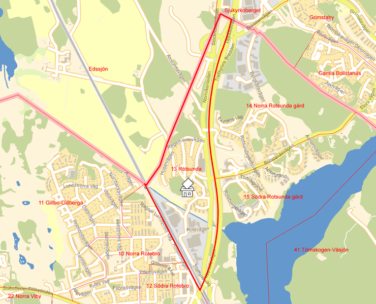 Karta över 13 Rotsunda