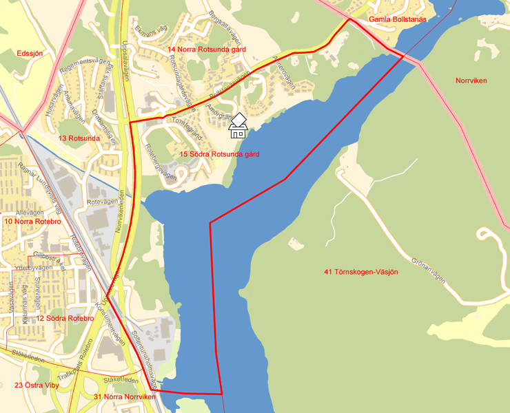 Karta över 15 Södra Rotsunda gård