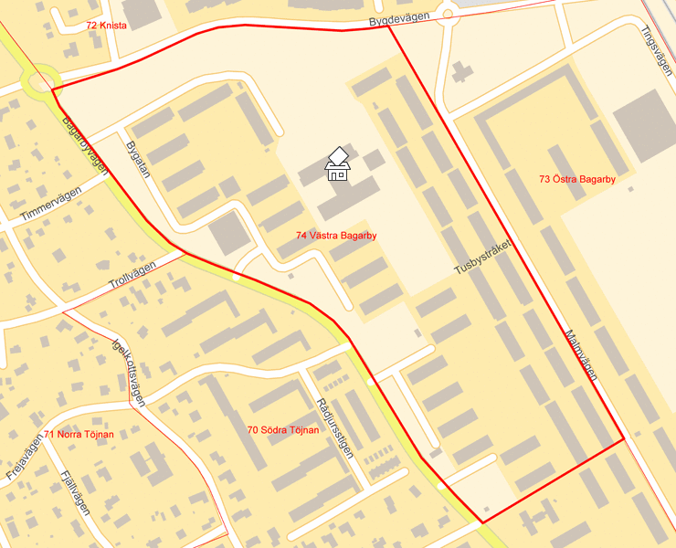 Karta över 74 Västra Bagarby