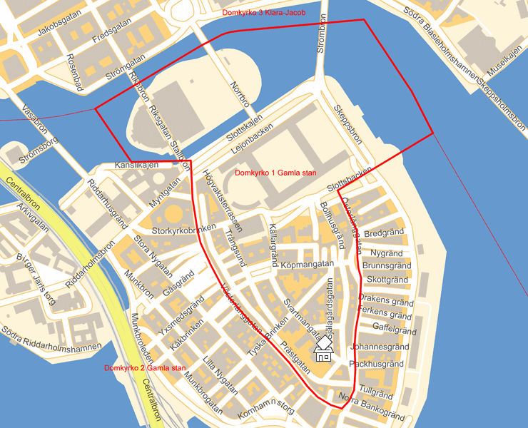 Karta över Domkyrko 1 Gamla stan
