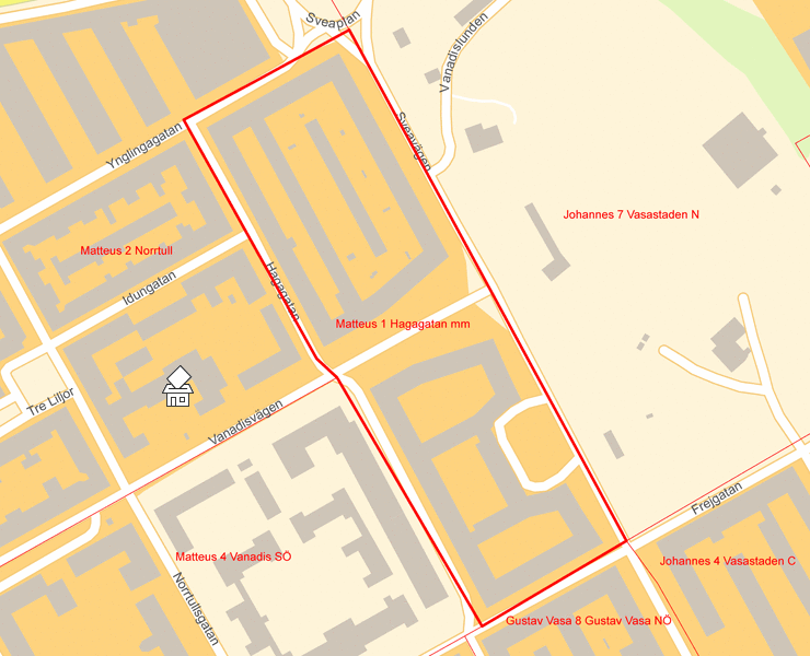 Karta över Matteus 1 Hagagatan mm
