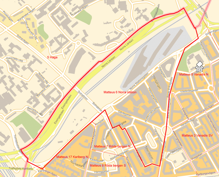 Karta över Matteus 6 Norra station