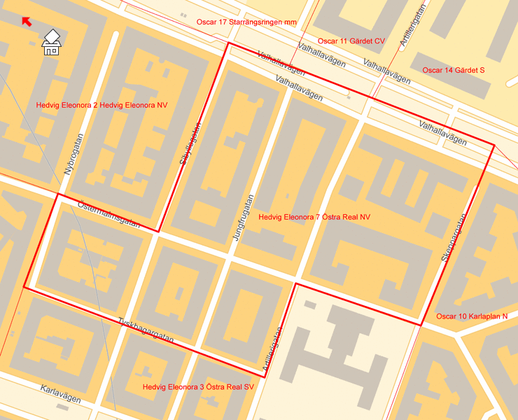 Karta över Hedvig Eleonora 7 Östra Real NV