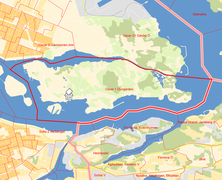 Karta över Oscar 1 Djurgården