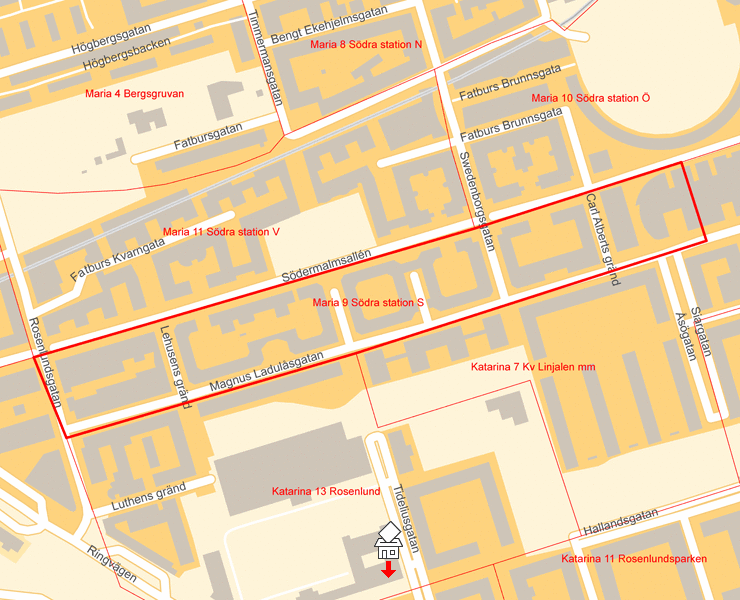 Karta över Maria 9 Södra station S