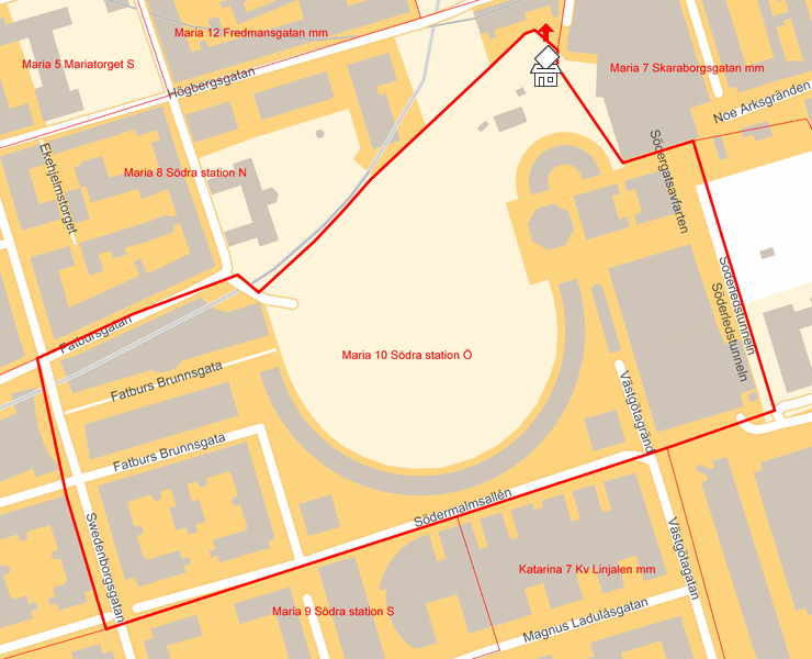 Karta över Maria 10 Södra station Ö