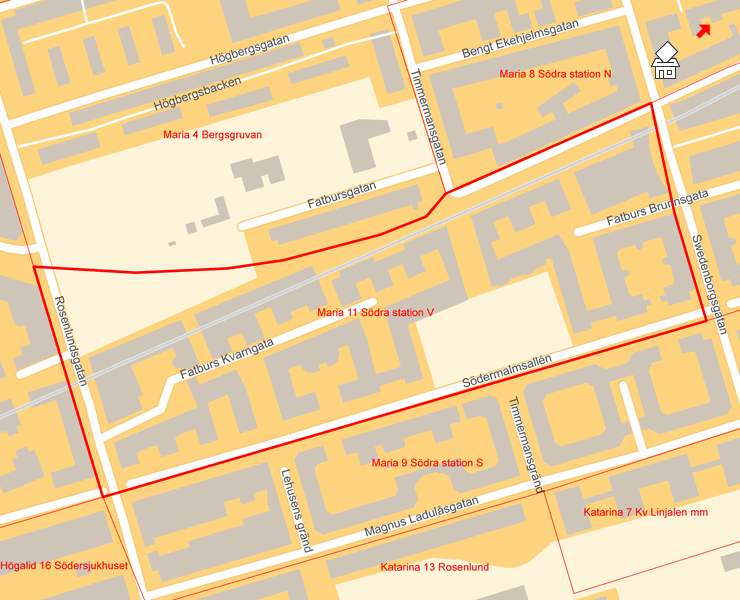 Karta över Maria 11 Södra station V