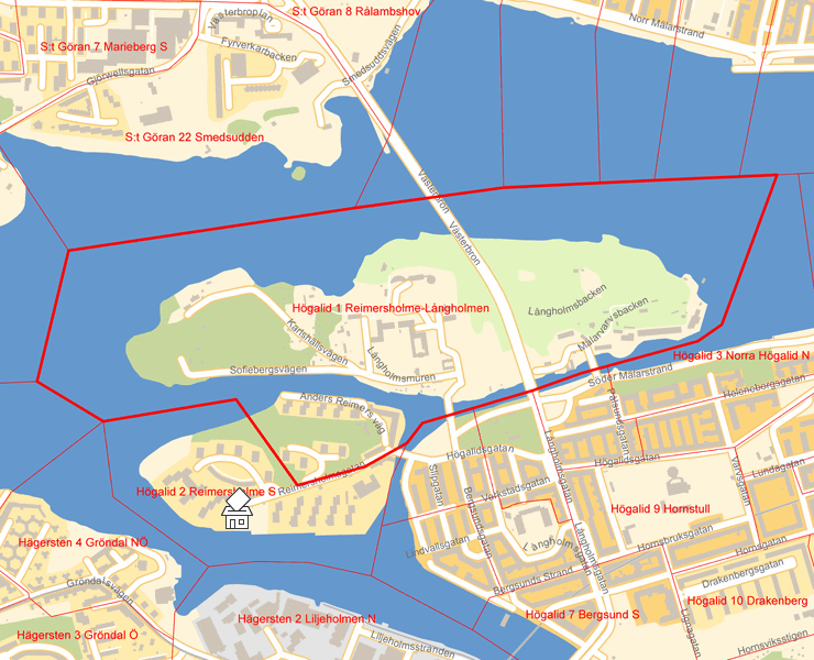 Karta över Högalid 1 Reimersholme-Långholmen