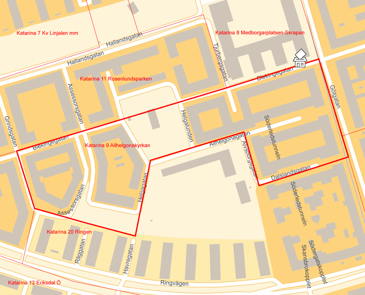 Karta över Katarina 9 Allhelgonakyrkan