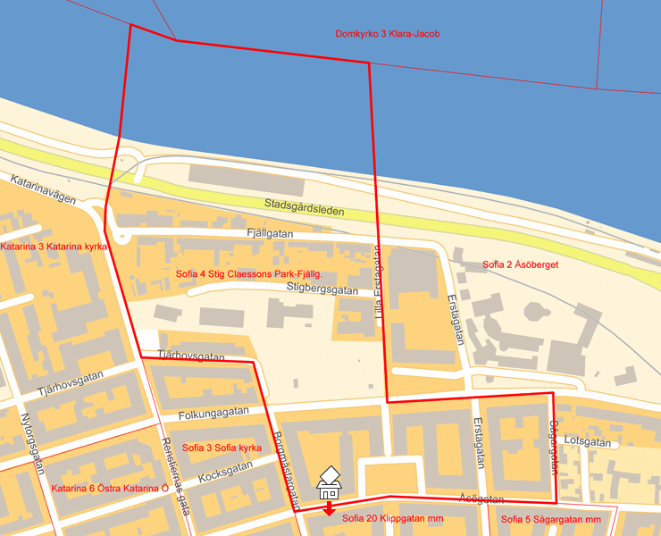 Karta över Sofia 4 Stig Claessons Park-Fjällg.