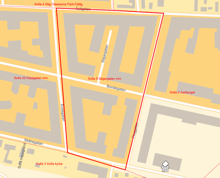 Karta över Sofia 5 Sågargatan mm
