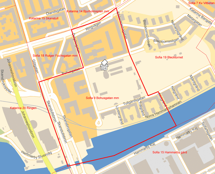 Karta över Sofia 9 Bohusgatan mm