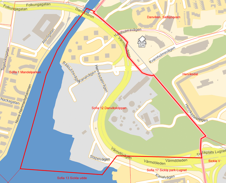 Karta över Sofia 12 Danviksklippan