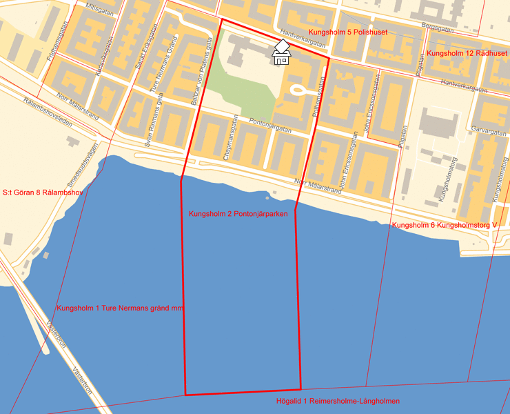 Karta över Kungsholm 2 Pontonjärparken