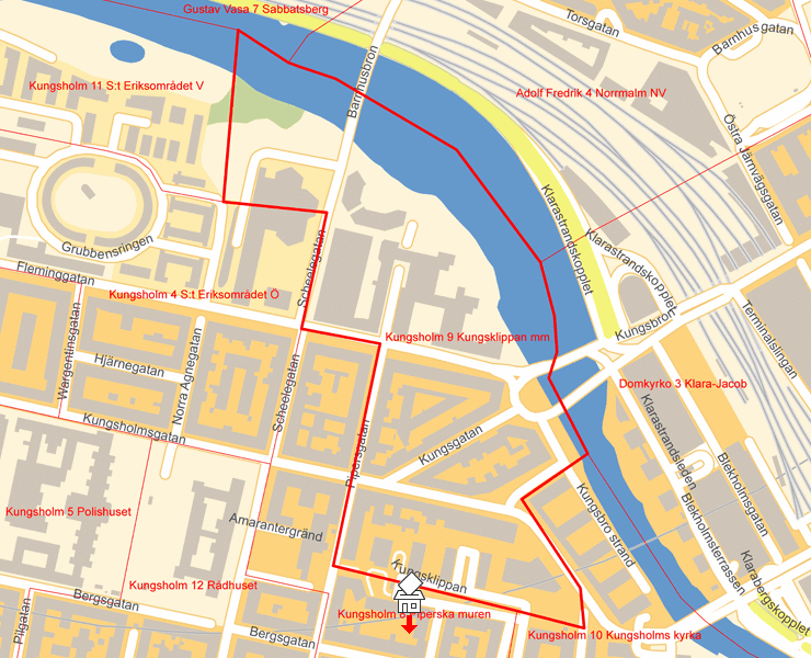 Karta över Kungsholm 9 Kungsklippan mm