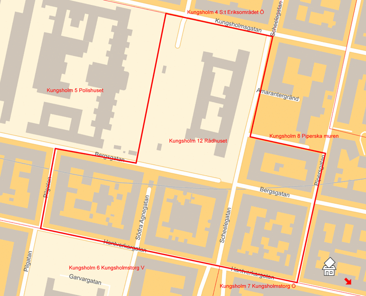 Karta över Kungsholm 12 Rådhuset