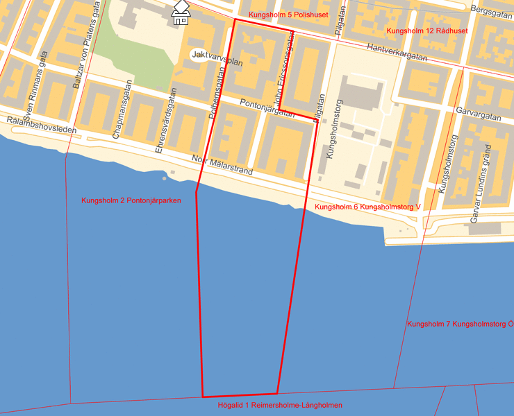 Karta över Kungsholm 13 John Ericssonsgatan mm