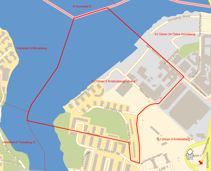 Karta över S:t Göran 5 Kristinebergs strand