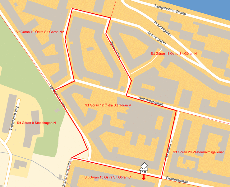 Karta över S:t Göran 12 Östra S:t Göran V