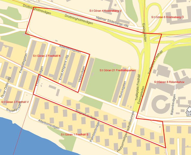 Karta över S:t Göran 21 Fredhällsparken