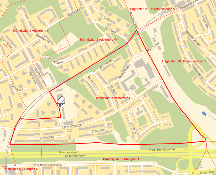 Karta över Brännkyrka 3 Västertorp S