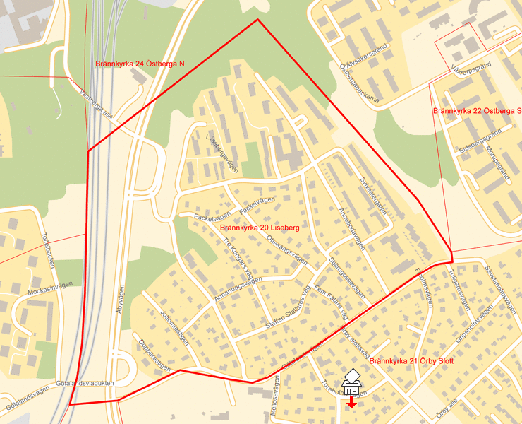 Karta över Brännkyrka 20 Liseberg