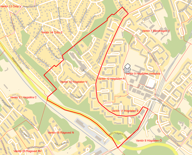 Karta över Vantör 10 Högdalen V