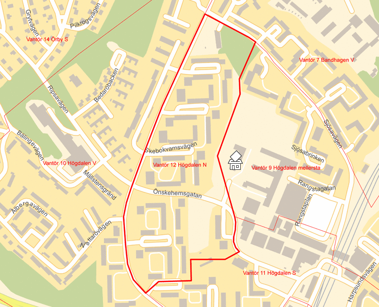 Karta över Vantör 12 Högdalen N