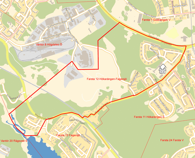 Karta över Farsta 12 Hökarängen-Fagersjö