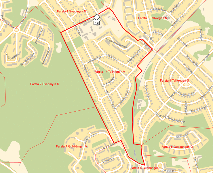 Karta över Farsta 14 Tallkrogen V