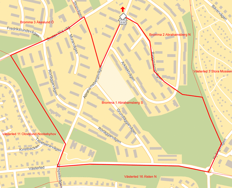 Karta över Bromma 1 Abrahamsberg S