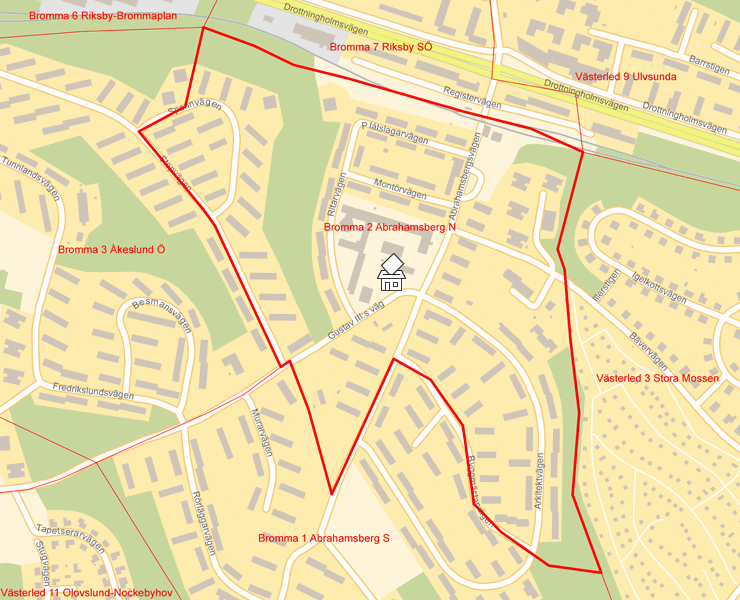 Karta över Bromma 2 Abrahamsberg N