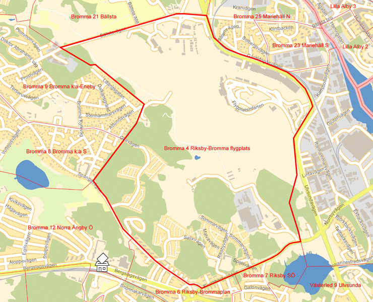 Karta över Bromma 4 Riksby-Bromma flygplats