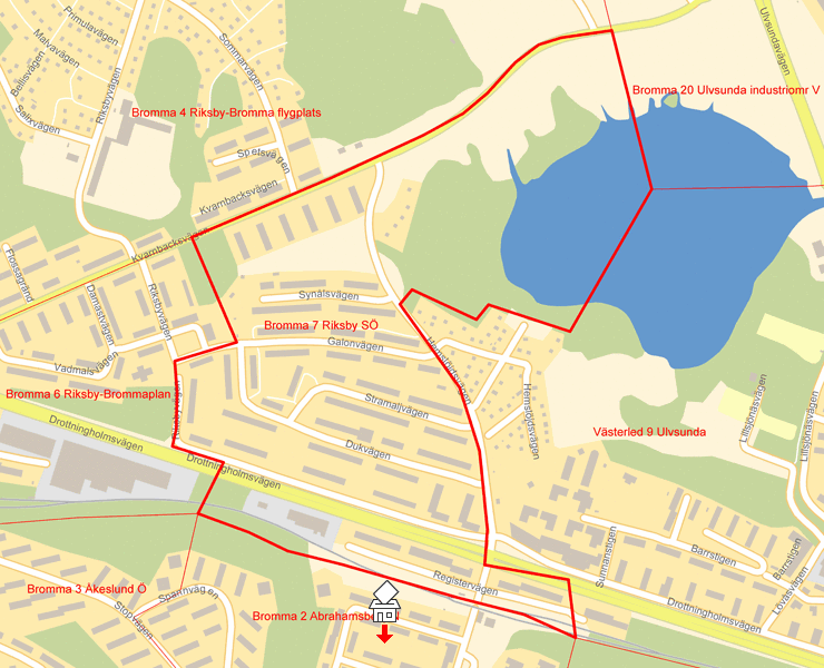 Karta över Bromma 7 Riksby SÖ