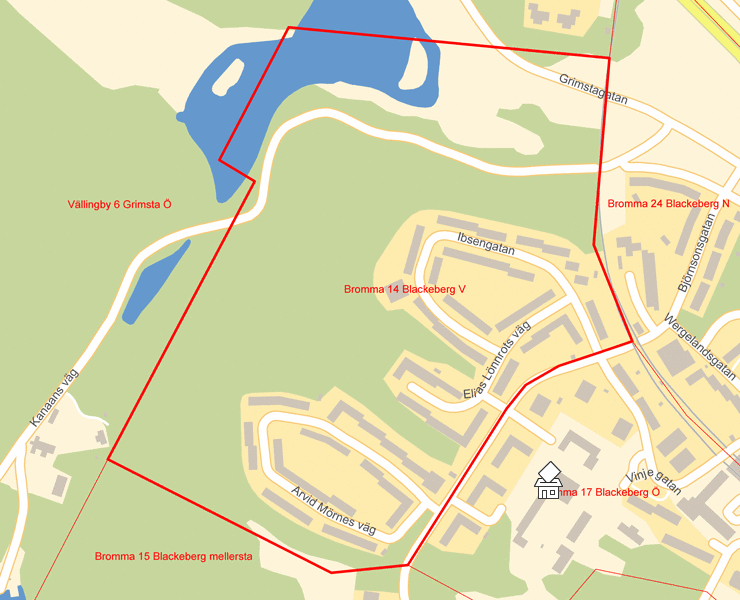 Karta över Bromma 14 Blackeberg V