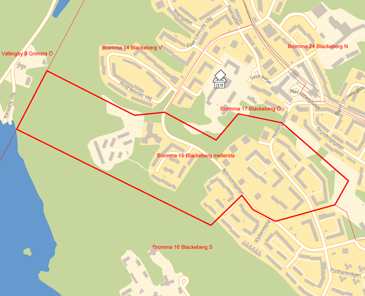 Karta över Bromma 15 Blackeberg mellersta