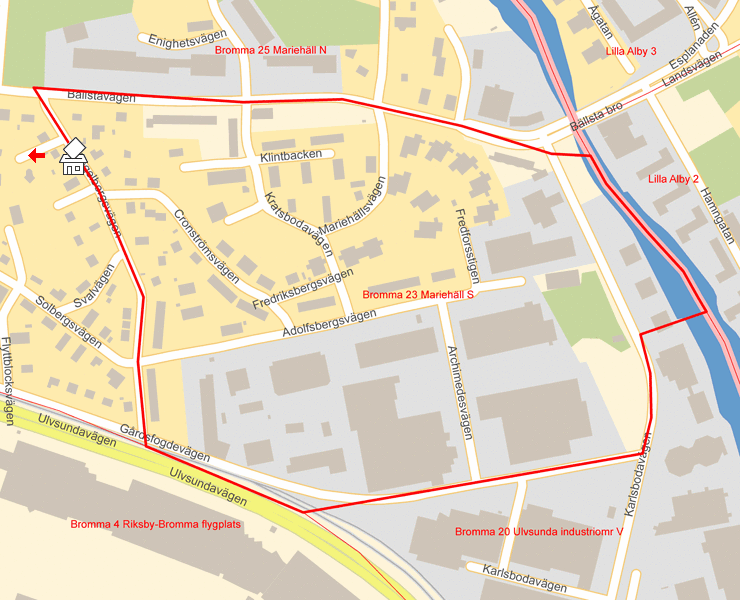 Karta över Bromma 23 Mariehäll S