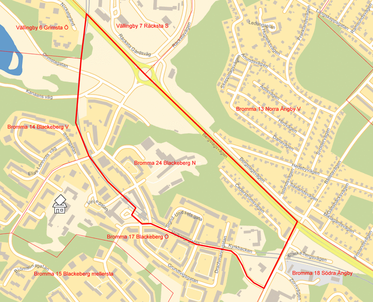 Karta över Bromma 24 Blackeberg N